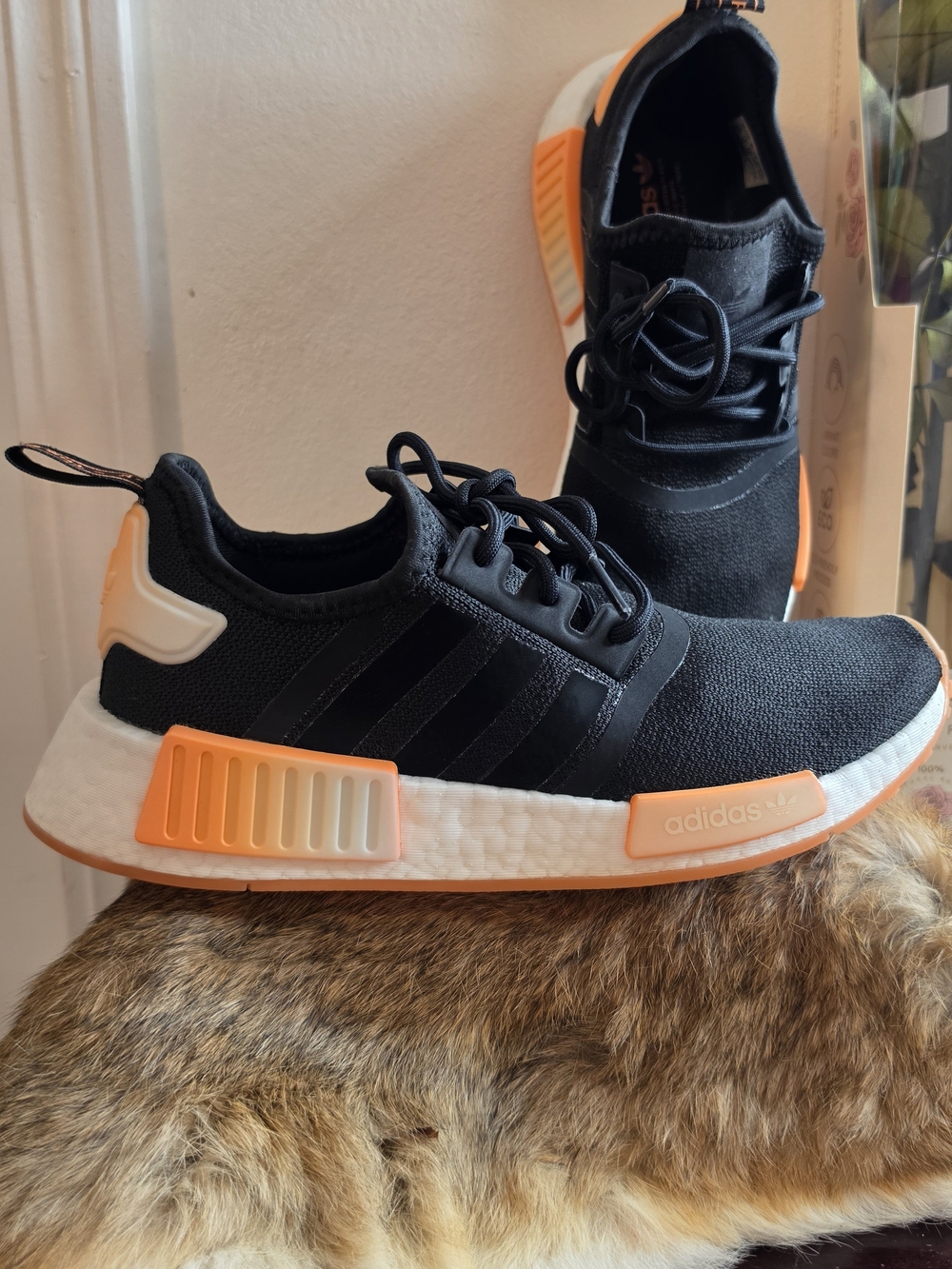 Adidas Womens NMD Runner Sneakers in Black and Orange